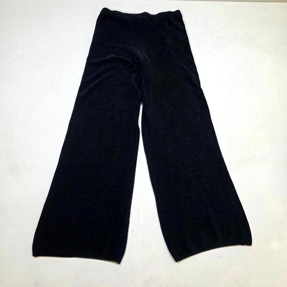 H&M Knit Pants Womens S Black Wide Leg Drawstring Lounge Trousers 984704